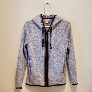 Mossimo Womens Coat Jacket Medium Grey Hooded Full Zip Pockets F16751276